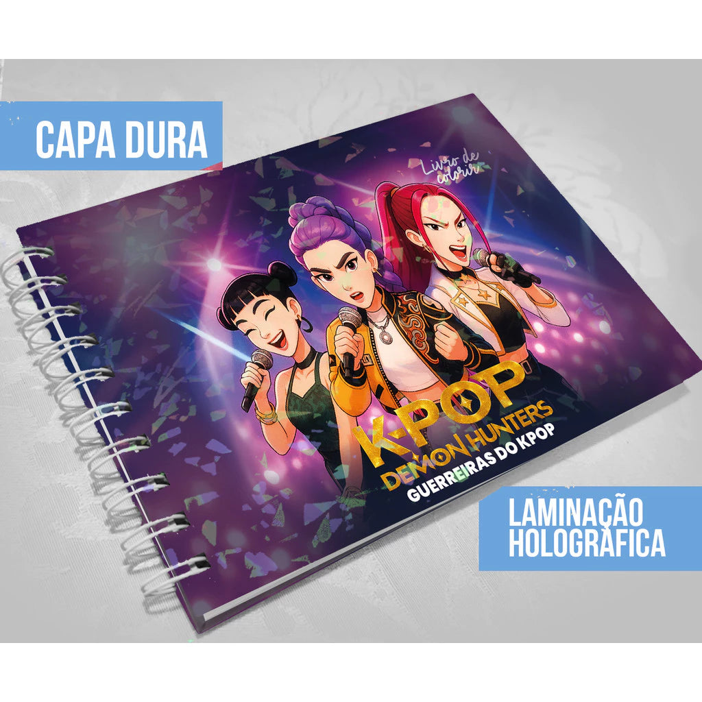 Guerreiras do K-pop – Livro de Colorir 50 Folhas + Canetinhas