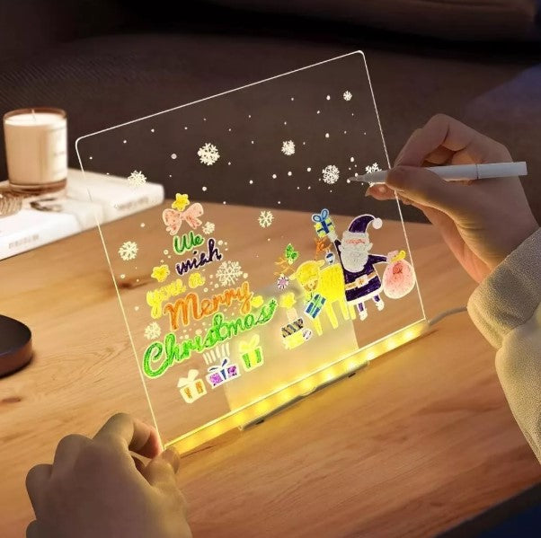 Quadro De Led Acrílico Iluminado 30x20 Com Canetas Coloridas