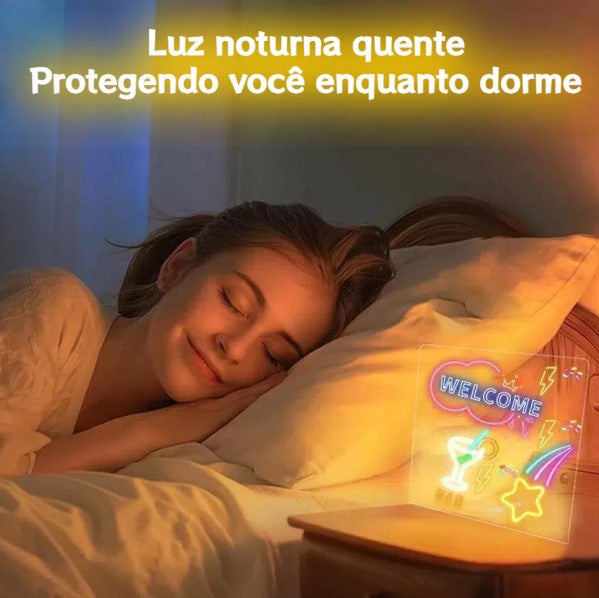 Quadro De Led Acrílico Iluminado 30x20 Com Canetas Coloridas