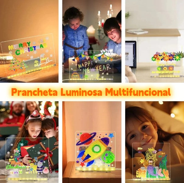 Quadro De Led Acrílico Iluminado 30x20 Com Canetas Coloridas