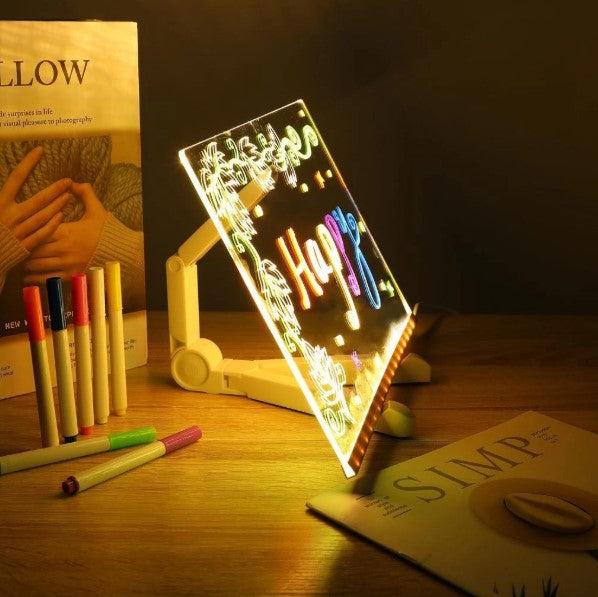 Quadro De Led Acrílico Iluminado 30x20 Com Canetas Coloridas