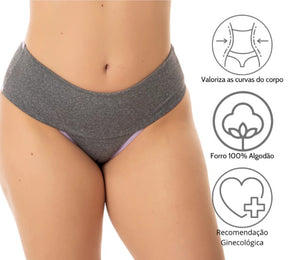 Kit 10 Calcinhas Fitness Cos Alto Duplo Modeladora Segura Barriga Cinta Feminina Conforto