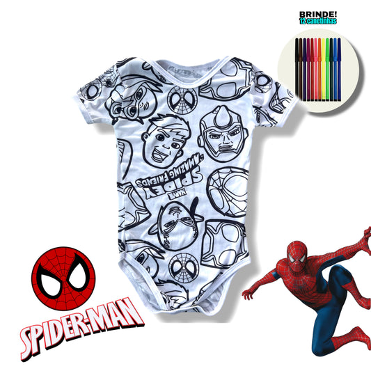 Body Bebê Spiderman com Canetinhas Laváveis Unissex