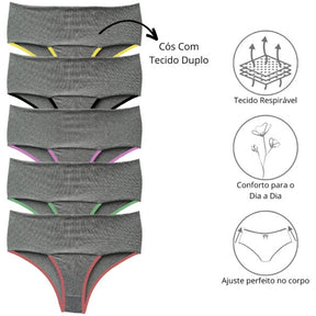 Kit 10 Calcinhas Fitness Cos Alto Duplo Modeladora Segura Barriga Cinta Feminina Conforto