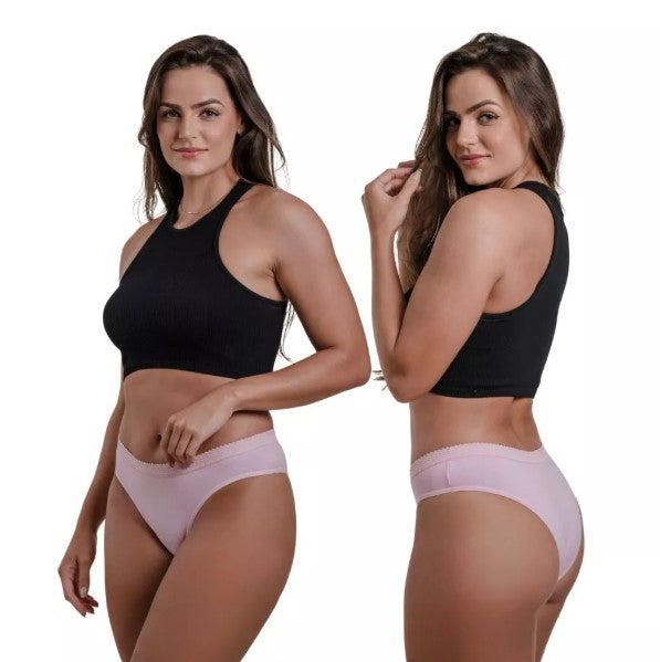 Kit 10 Tangas de Algodão Cós Largo Conforto com Elástico Borneu