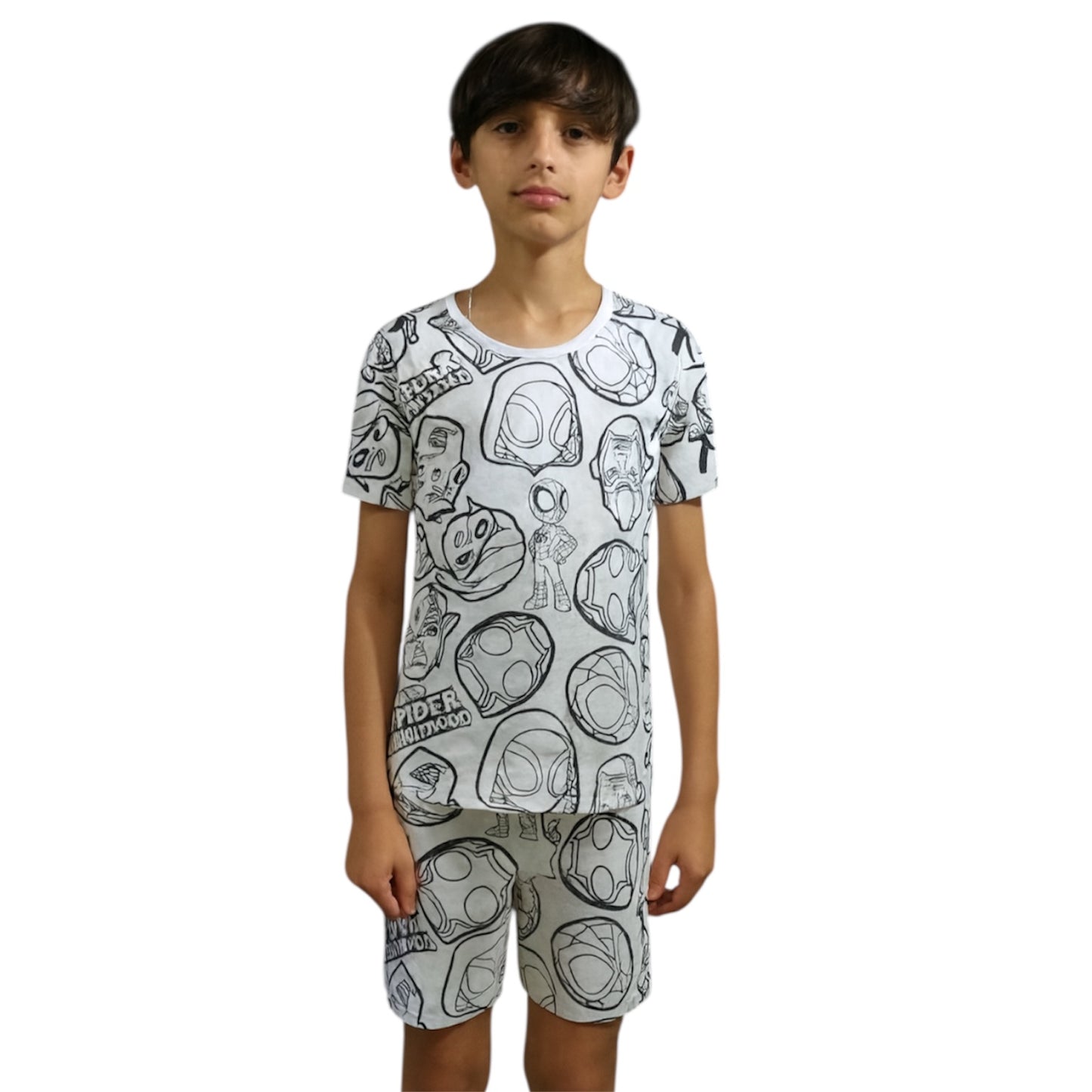 Pijama Infantil Manga Curta Spiderman com Canetinhas Laváveis Unissex