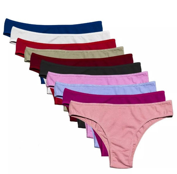 Kit 10 Calcinhas Cotton Confort Algodão Tanga Básica Feminina