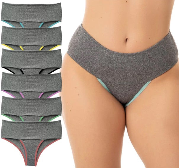 Kit 10 Calcinhas Fitness Cos Alto Duplo Modeladora Segura Barriga Cinta Feminina Conforto