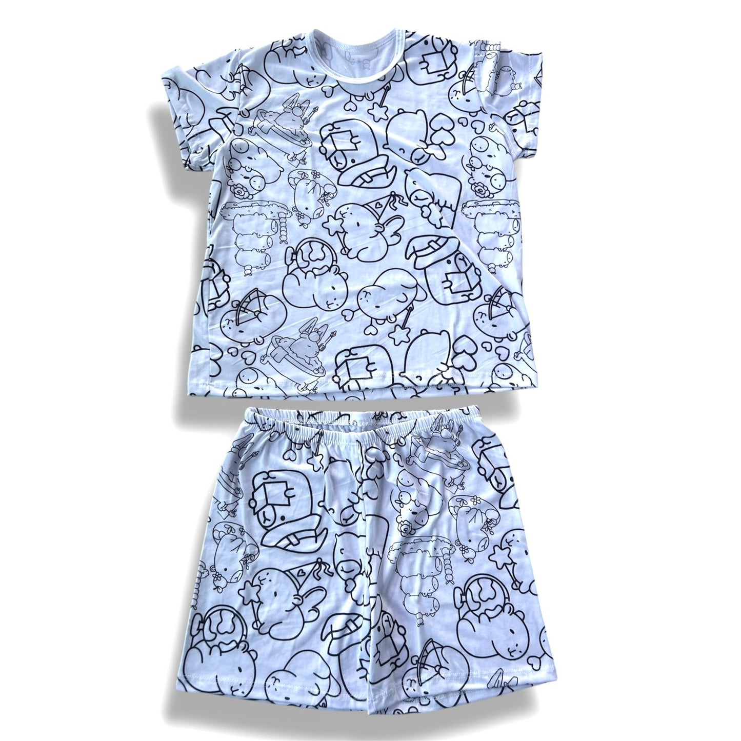 Pijama Adulto Manga Curta Capivara com Canetinhas Laváveis Unissex