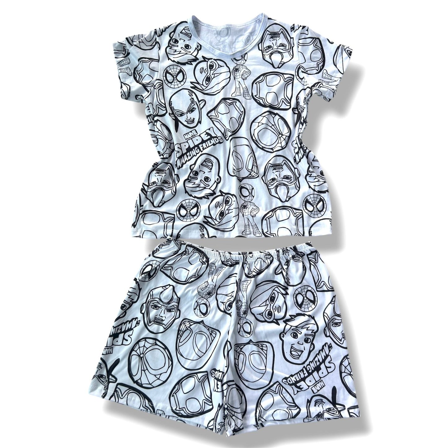 Pijama Adulto Manga Curta Spiderman com Canetinhas Laváveis Unissex