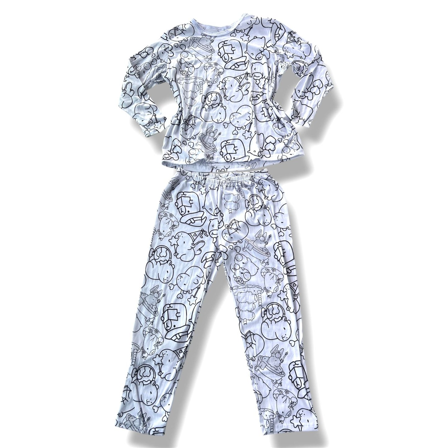 Pijama Adulto Manga Longa Capivara com Canetinhas Laváveis Unissex