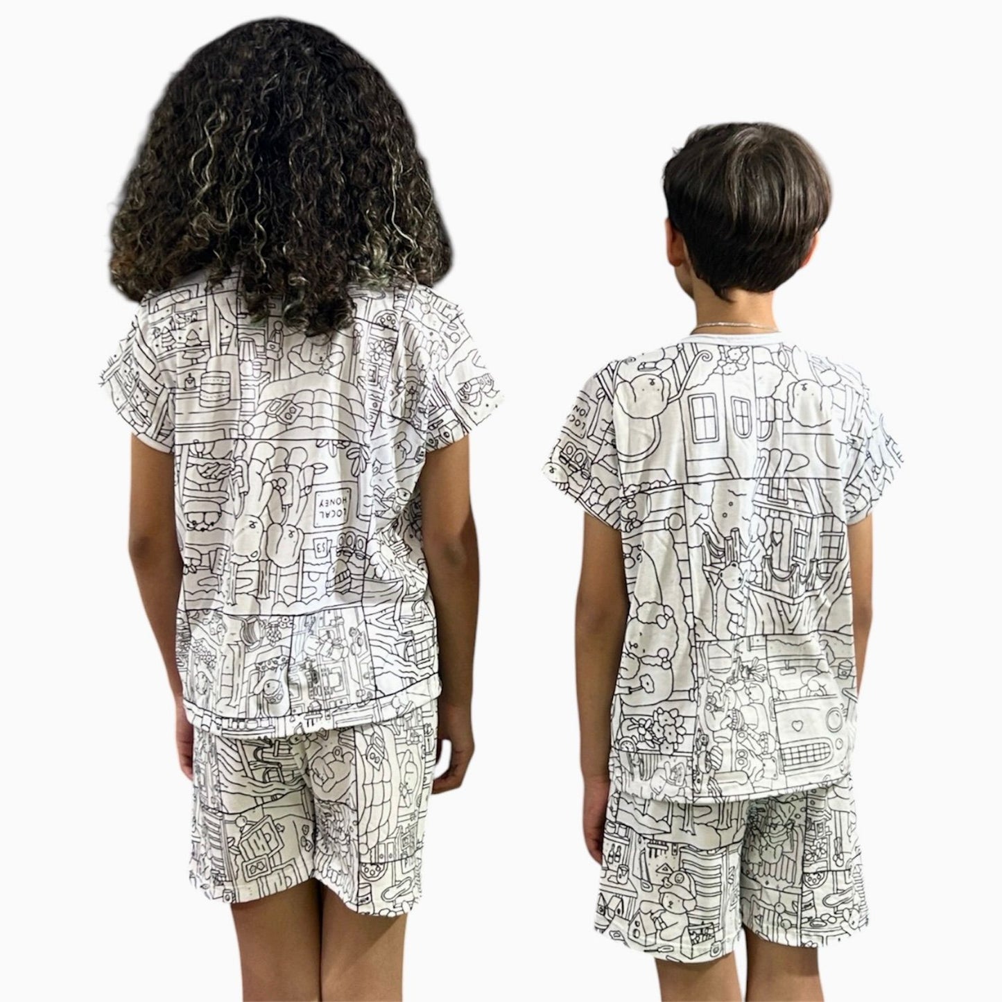 Pijama Infantil Manga Curta Bobbie Goods com Canetinhas Laváveis Unissex