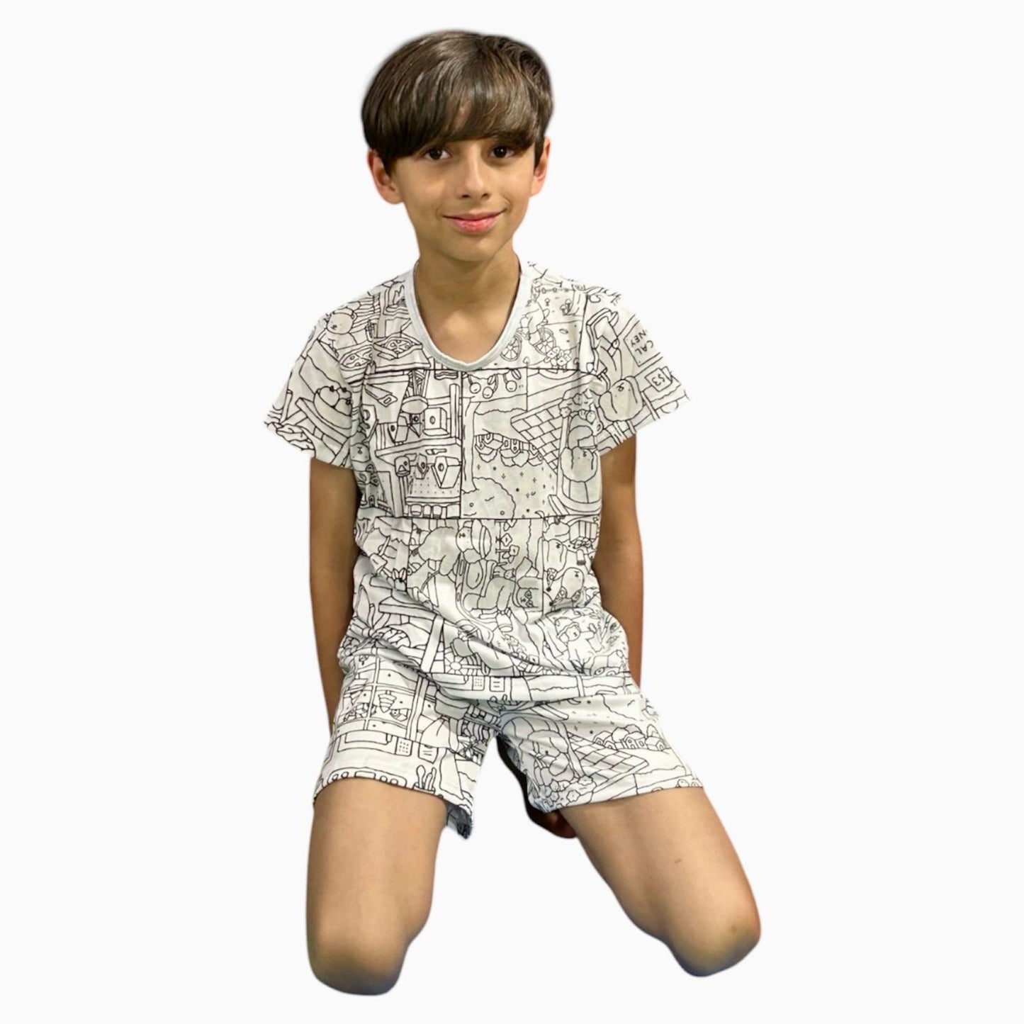 Pijama Infantil Manga Curta Bobbie Goods com Canetinhas Laváveis Unissex