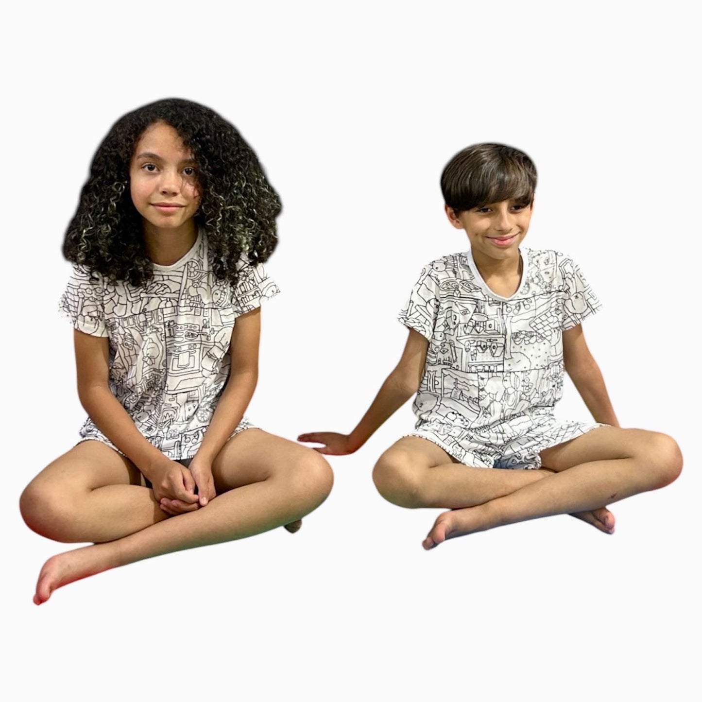 Pijama Infantil Manga Curta Bobbie Goods com Canetinhas Laváveis Unissex