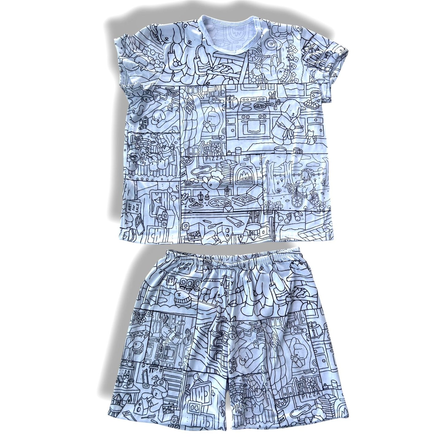 Pijama Infantil Manga Curta Bobbie Goods com Canetinhas Laváveis Unissex