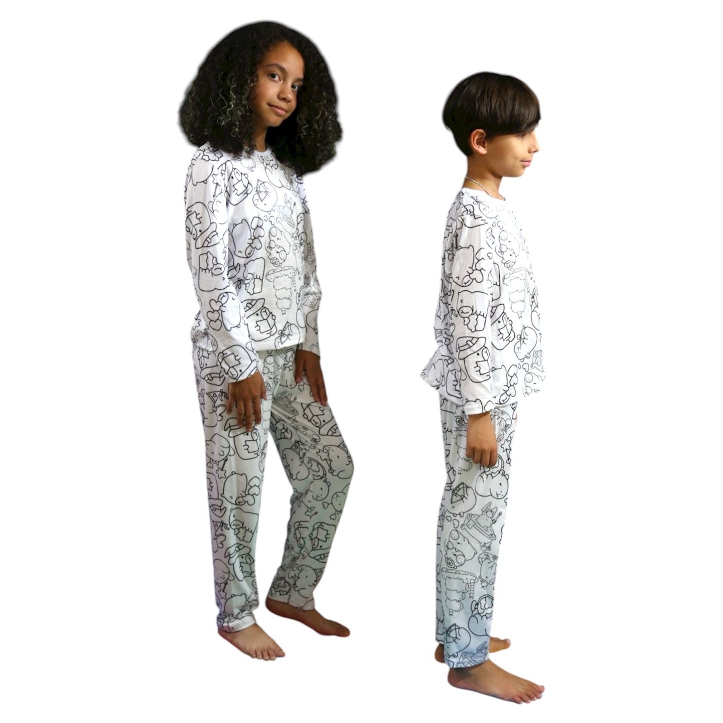 Pijama Infantil Manga Longa Capivara com Canetinhas Laváveis Unissex