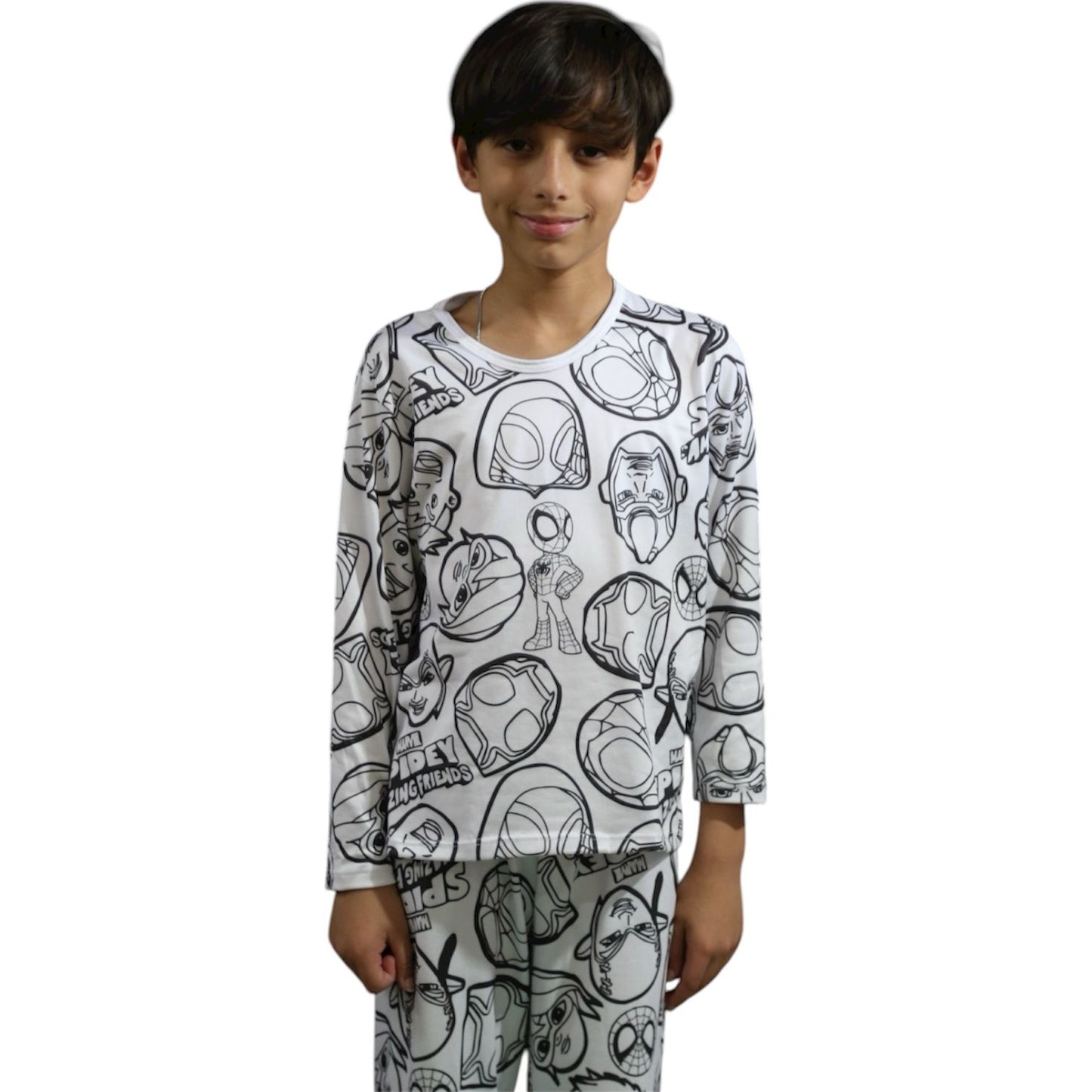 Pijama Infantil Manga Longa Spiderman com Canetinhas Laváveis Unissex