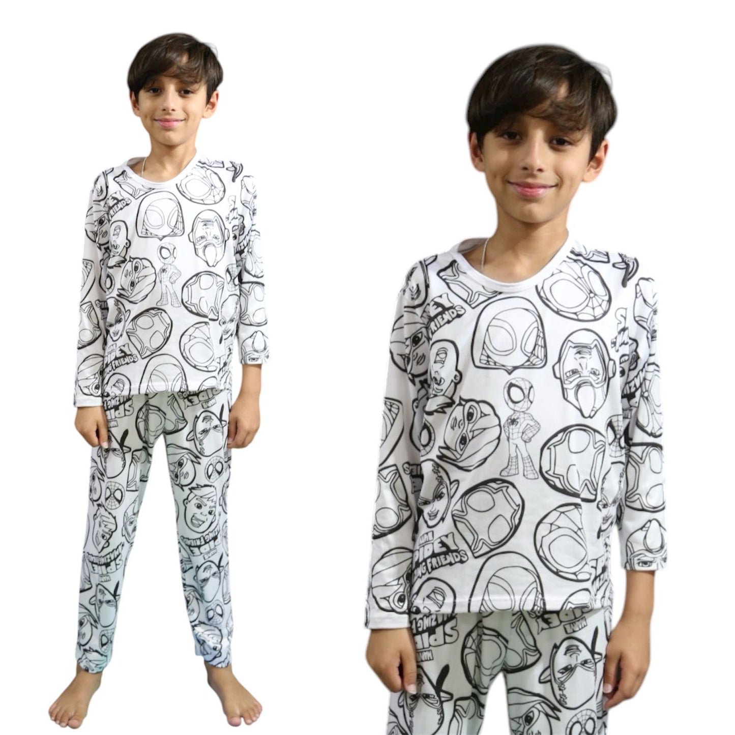 Pijama Infantil Manga Longa Spiderman com Canetinhas Laváveis Unissex