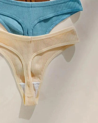 Kit 5 Calcinhas Feminina Fio Dental Canelada Forro de Algodão