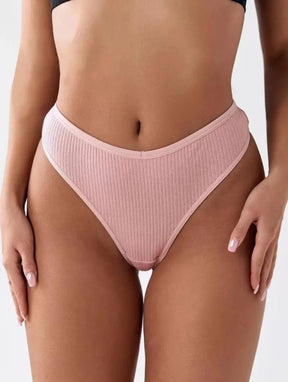 Kit 5 Calcinhas Feminina Fio Dental Canelada Forro de Algodão