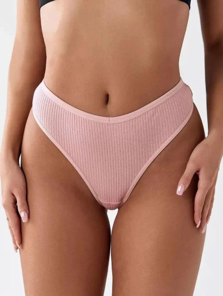 Kit 5 Calcinhas Feminina Fio Dental Canelada Forro de Algodão