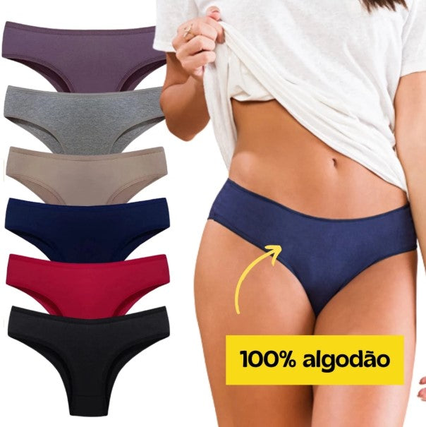 kit 10 Calcinhas lisas tanga básica 100% algodão antialérgica
